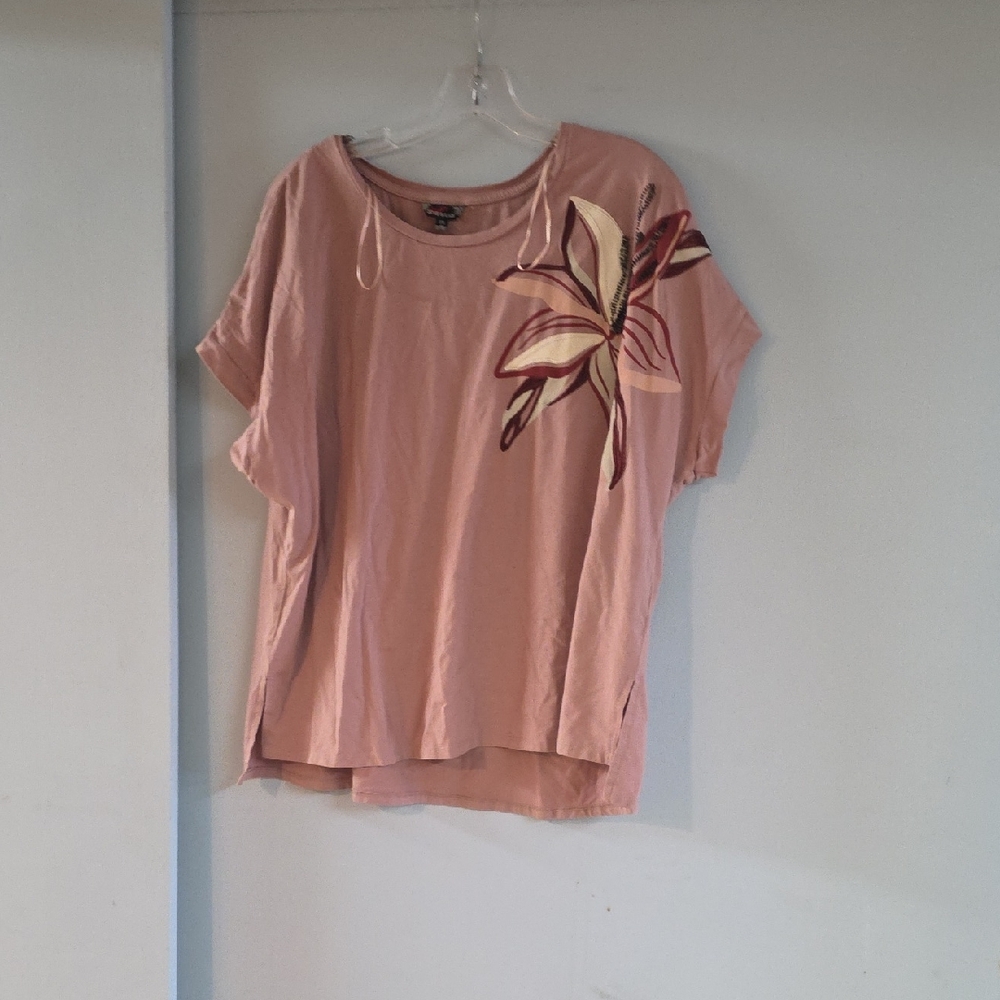 Floral Embroidered Pink Top